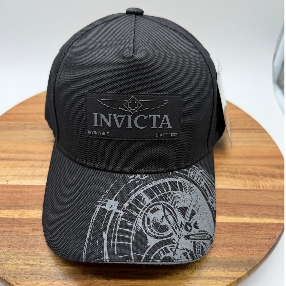 Invicta Black Graphic Brim Snapback Hat IG0367 Adjustable Baseball Cap 2490